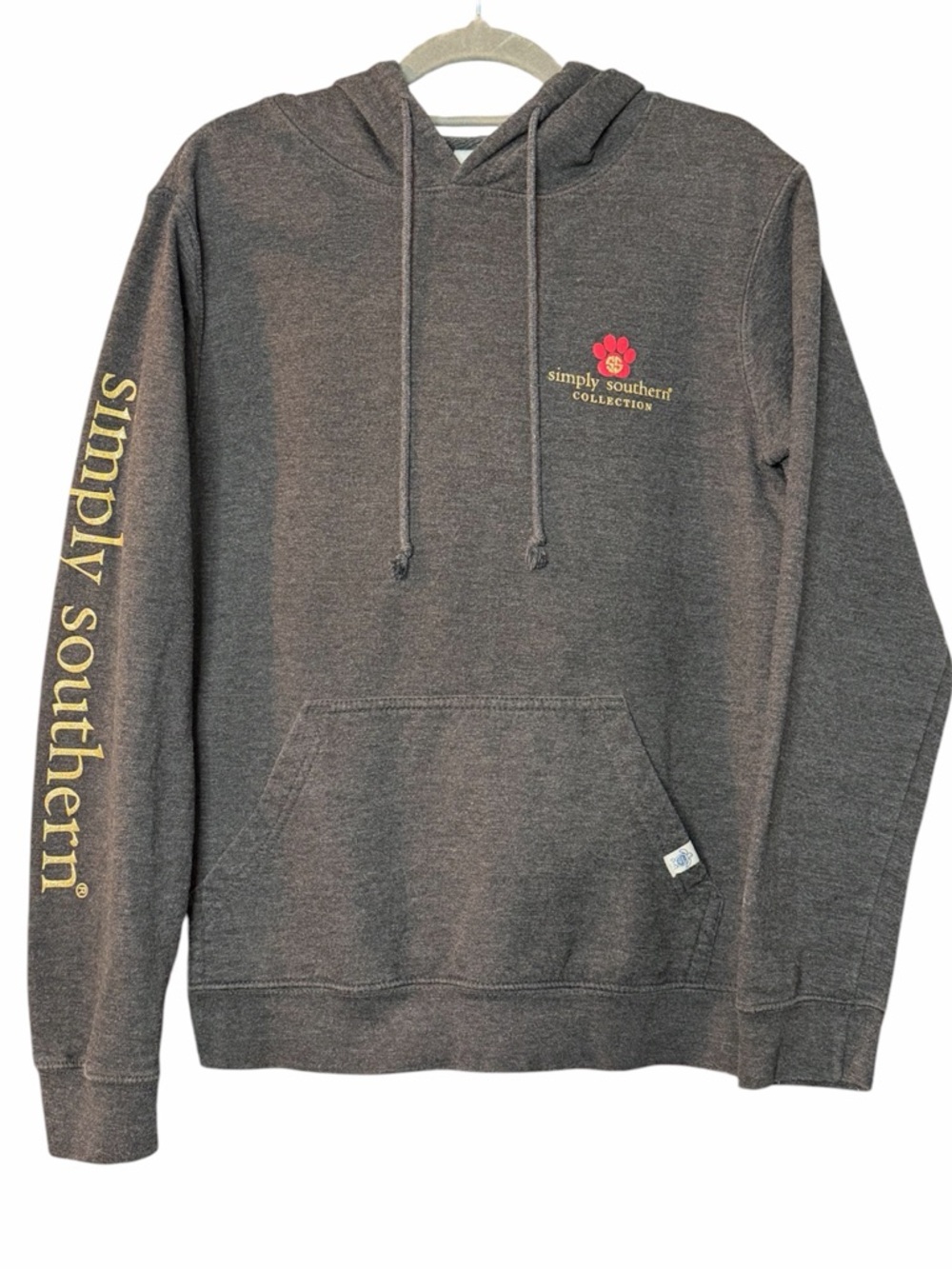 Simply Southern Charcoal Pullover Hoodie with Yellow Logo